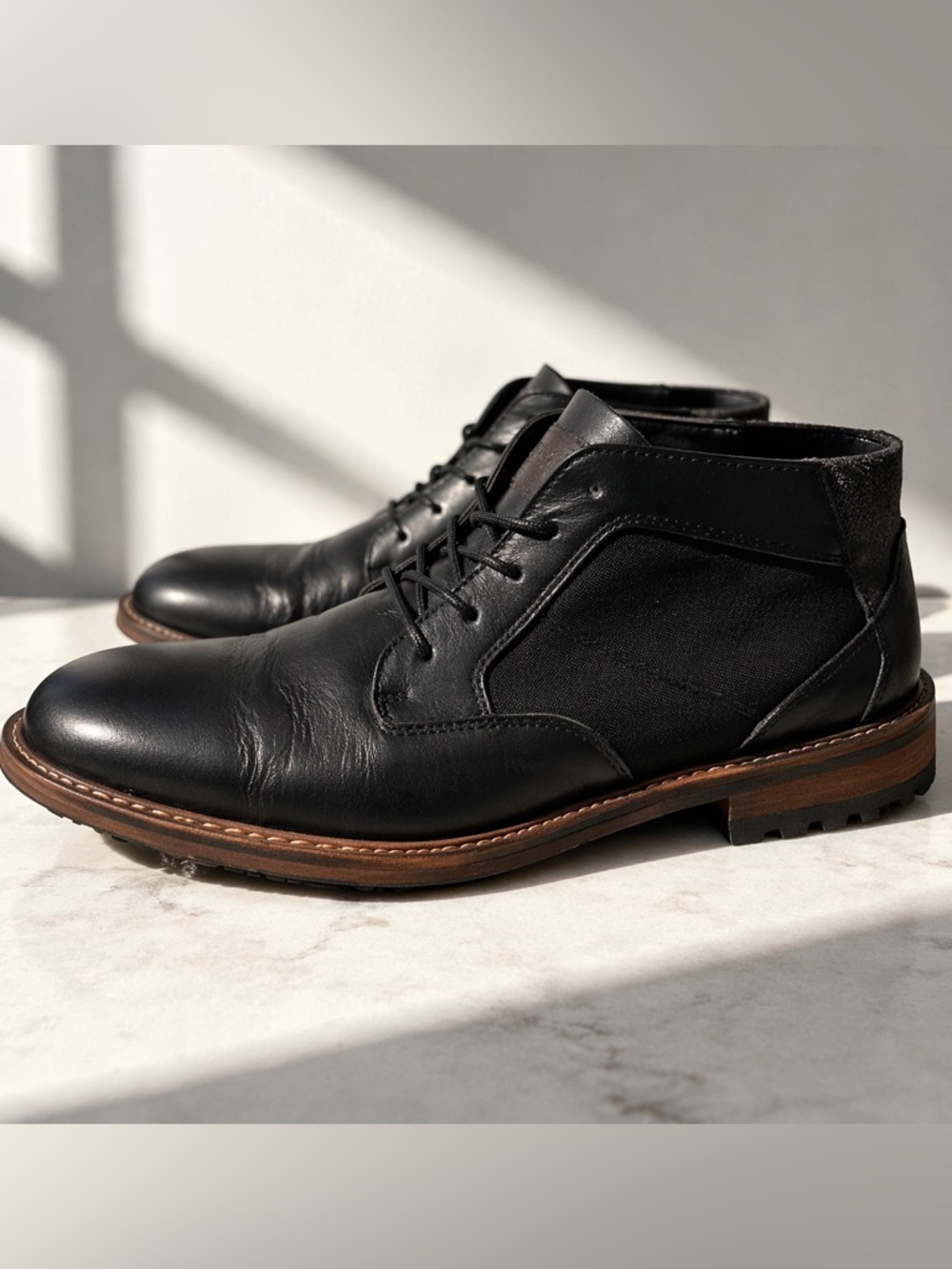 Bull Boxer Black Leather Chukka Boots Mens 13 Lace Up Casual Minimalist